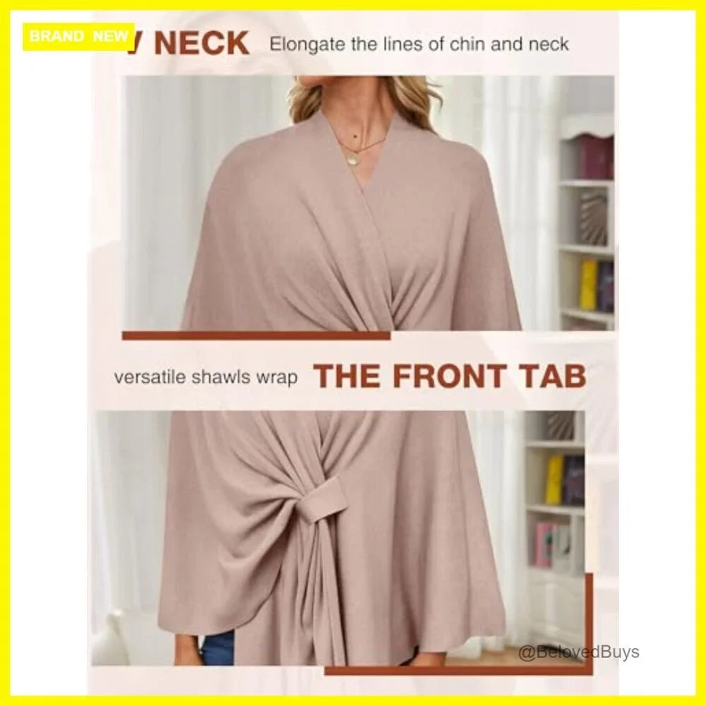 Soft Poncho Sweater Shawl Wrap Long Sleeve Loose Fit Rayon Blend